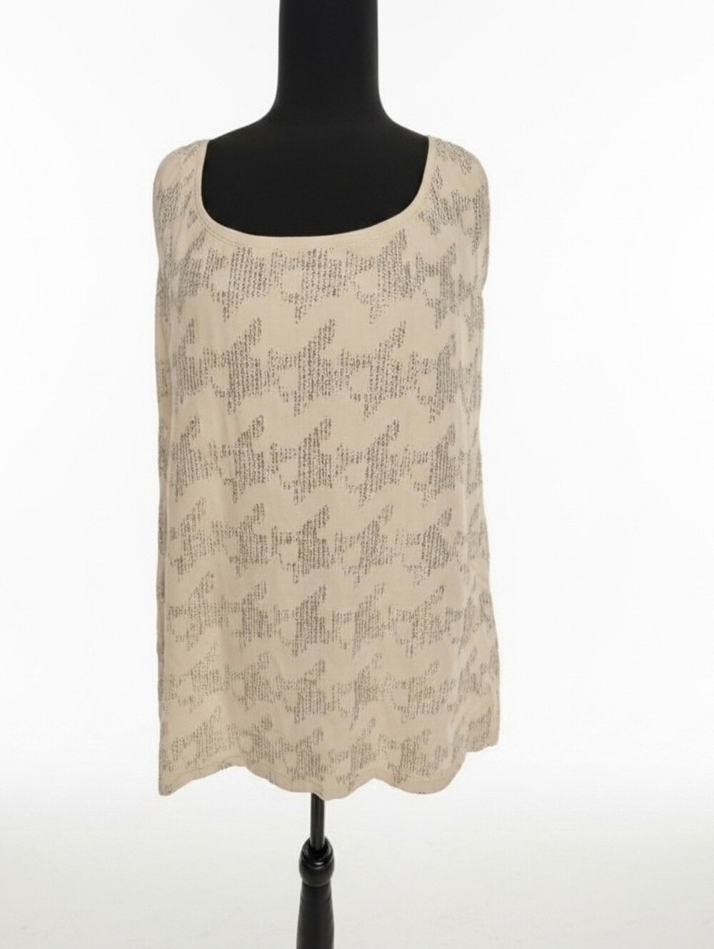 alfani Periwinkle Gray Houndstooth Sleeveless Top With Sequins Sz L (A25)